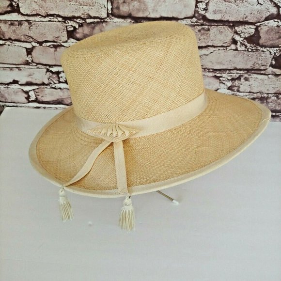 Gladys Tamez Accessories - Gladys Tamez Millinery Straw Fedora Panama Style Hat Size Medium Fast Sh…